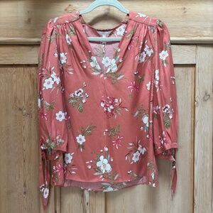 Rebecca Taylor NWT Lita Peach Floral Silk Blend Top Size 8